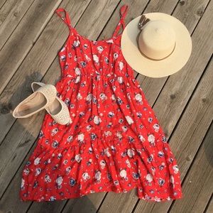 Torrid 1X Red Sun Dress Floral NWT